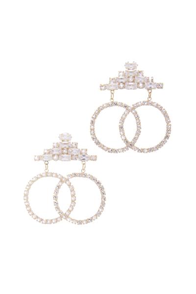 Pyramid Circle Rhinestone Earring