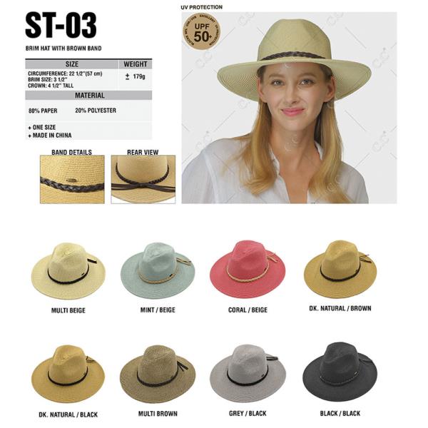 CC STROW PANAMA HAT WITH TIED RIBBON