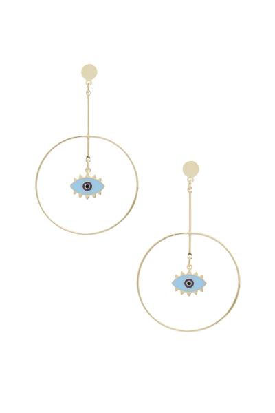 Evil Eye Circle Post Drop Earring