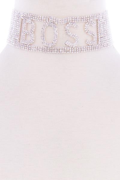 Boss Rhinestone Choker Necklace