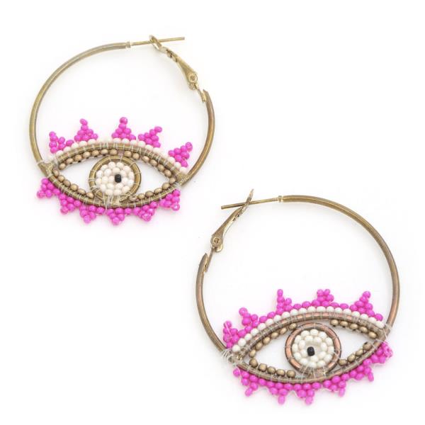 Seed Bead Eye Hoop Earring