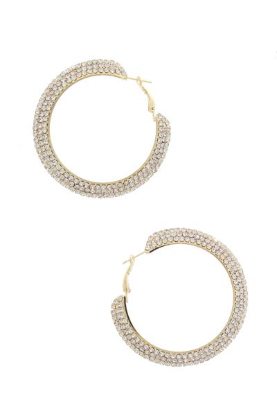 RHINESTONE HOOP EARRING