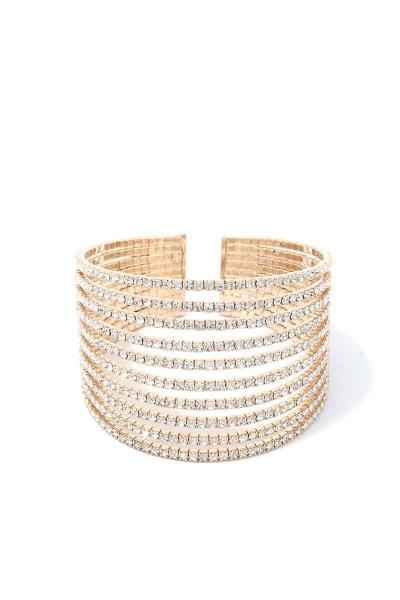 10 Line Rhinestone Cuff Bracelet