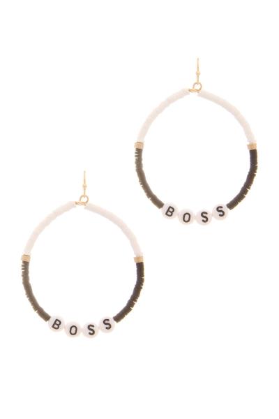 Mix Color Beaded Boss Message Hook Earring