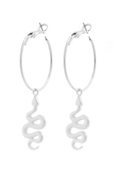 SODAJO METAL SNAKE DANGLE HOOP EARRING