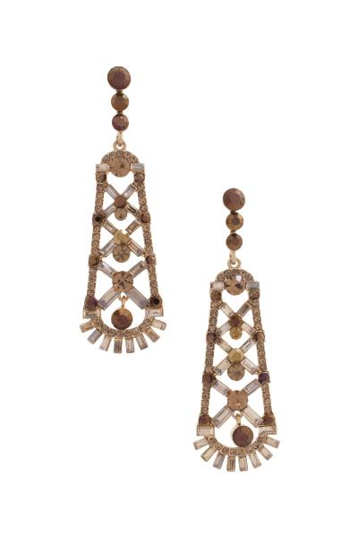 Long Oval Rhinestone Dangle Earring