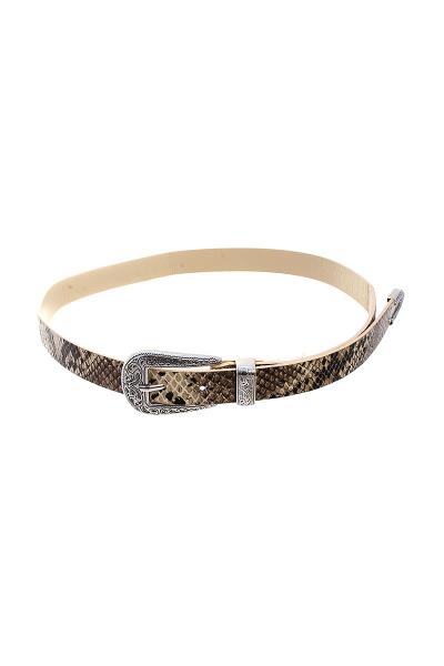 SNAKE SKIN ANTIQUE METAL BUCKLE BELT