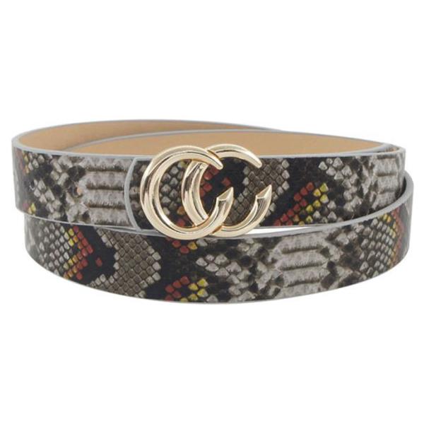 METAL BUCKLE STANDARD PYTHON SNAKE BELT