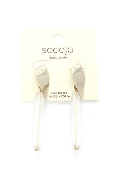 SODAJO Clear Oval Shape Metal Post Drop Earring