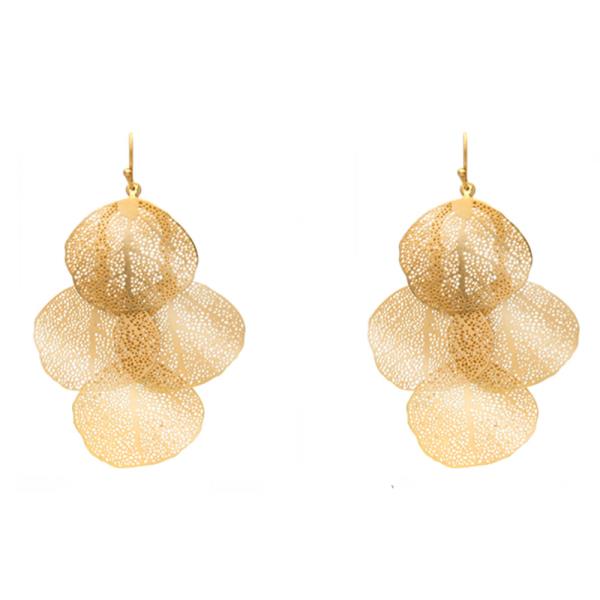 Metal Filigree Layered Petal Drop Earring