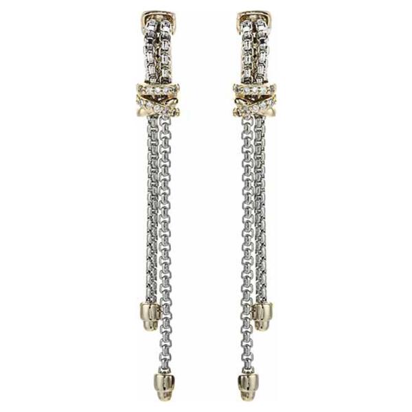 Two Tone CZ Drop Earring