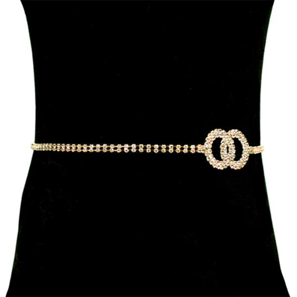 RHINESTONE THIN CHAIN DOUBLE RING BELT