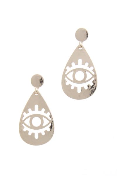Evil Eye Teardrop Shape Post Drop Earring