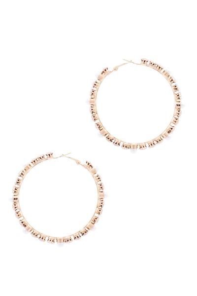 PEARL AND STONE EDGE HOOP EARRING