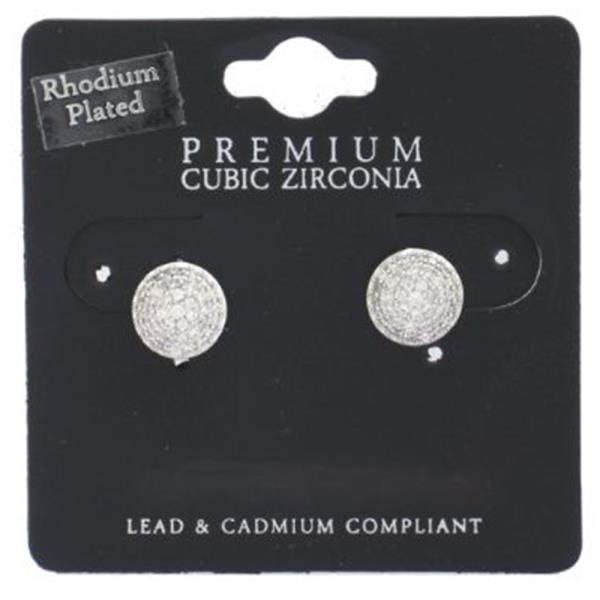 Round Cubic Zirconia Rhodium Plated Earring