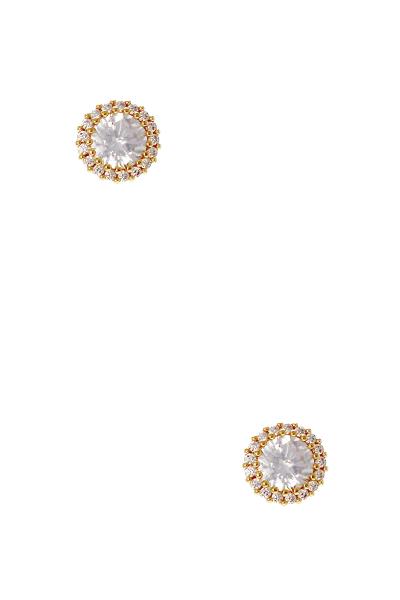 CUBIC ZIRCONIA ROUND SHAPE FRAMED STUD EARRING