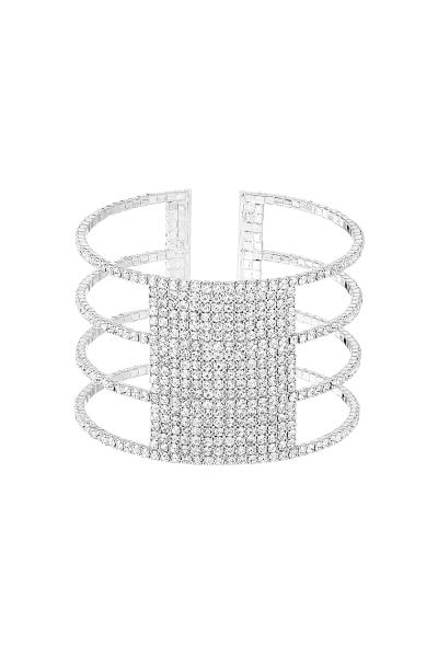 Rhinestone 4ROW Center 14 Line Cuff Bracelet