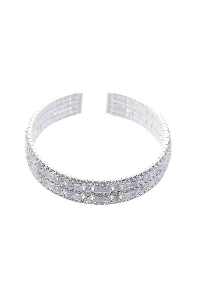 Wide Rhinestone Flexible Bracelet