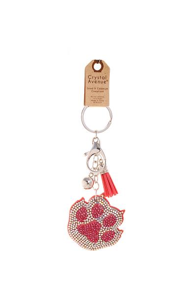 RHINESTONE CAT PAW PRINT KEY CHAIN