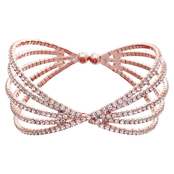 RHINESTONE CROSSING LINES BRACELET