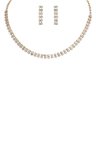 Crystal 2 Lines Necklace and Earring Set