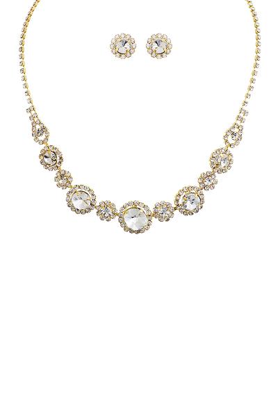 Rhinestone Crystal Stone Necklace and Earring Set