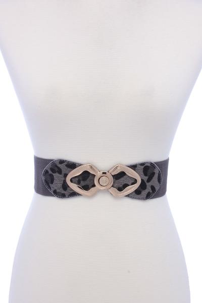 ANIMAL PRINT METAL BUCKLE ELASTIC BELT