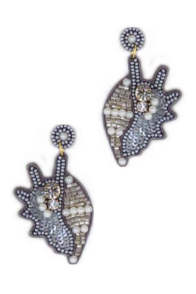 Conch Shell Beaded Rhinestone Fashion Earrings
