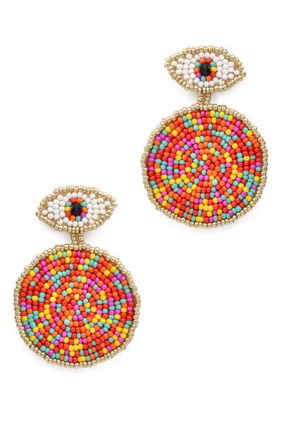 Seed Bead Round Evil Eyes Earring