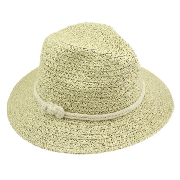 NATURAL FIBER WOVEN LADIES FEDORA HAT