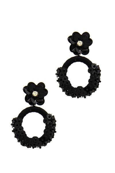 Flower and Circle Drop Earring
