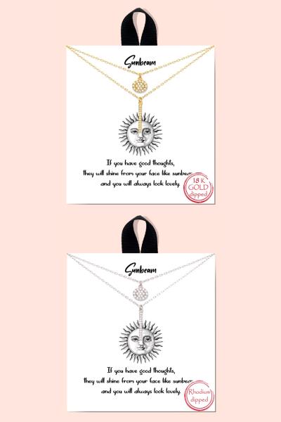 BLB Sunbeam Bar Pendant Layered Metal Necklace