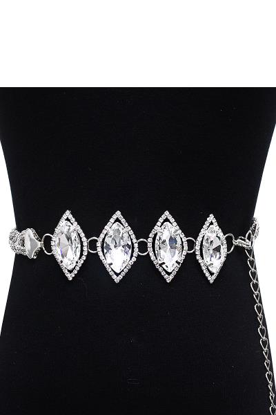 4 WIDE RHINESTONE LINK CHAIN BELT