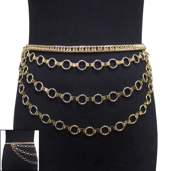 FASHION 4 LAYERED METAL CHAIN WAIST BELLY BELT