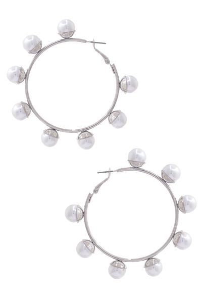PEARL EDGE HOOP EARRING