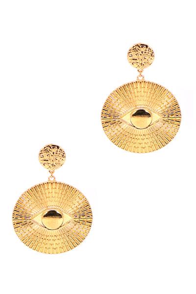 Metal Round Evil Eyes Dangle Earring