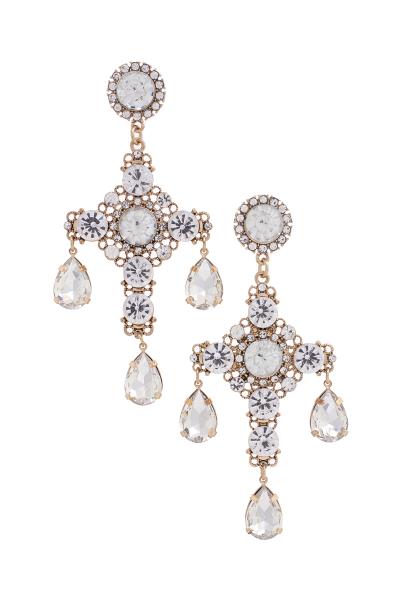 Cross Crystal Rhinestone Dangle Earring