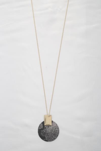 Animal Print Leather Round Pendant Necklace
