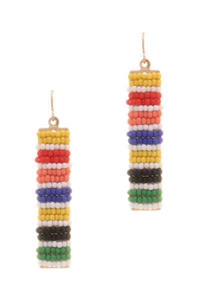 Seed Bead Rectangle Bar Hook Earring