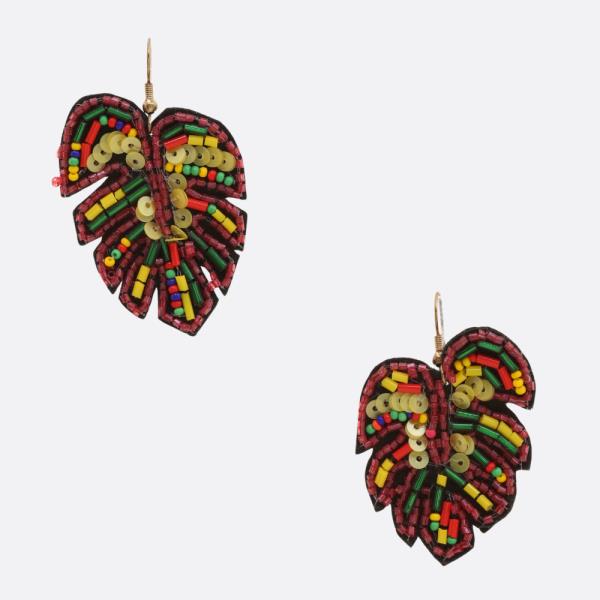 Multi Leaf Bead Sequin Design Earring