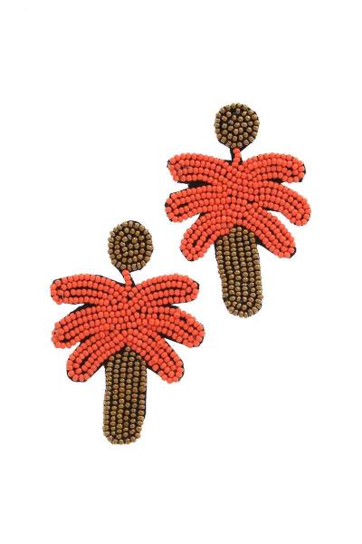 Seed Bead Palm Tree Post Drop Earring