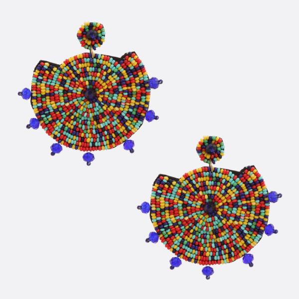 Fan Shape Seed Bead Dangle Earring
