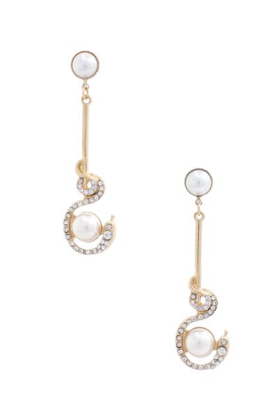 Snake Rhinestone Wrap Pearl Earring