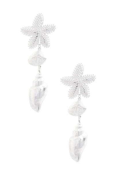 Starfish Seashell Charm Metal Earring