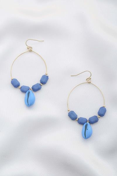 Neon Cowrie Seashell Dangle Earring