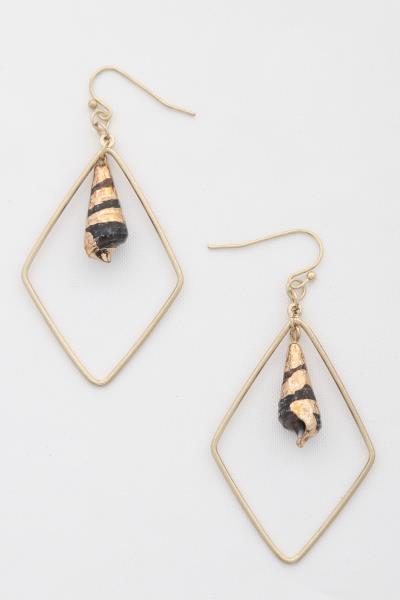 Rhombus Shape Bead Dangle Earring