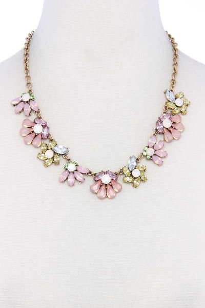 Flower Rhinestone Accent Necklace