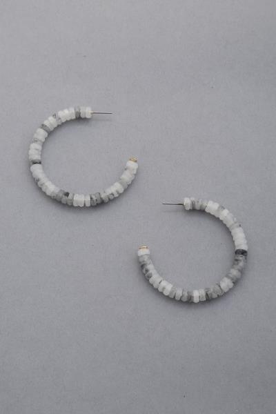 BEADED OPEN CIRCLE EARRING