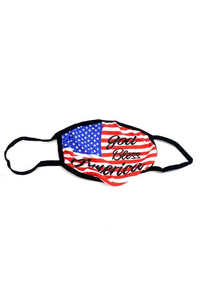 God Bless America US Flag Print Mask 1 Dozen