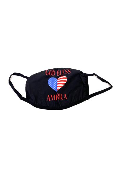 God Bless America Heart Flag Print Mask 1 Dozen